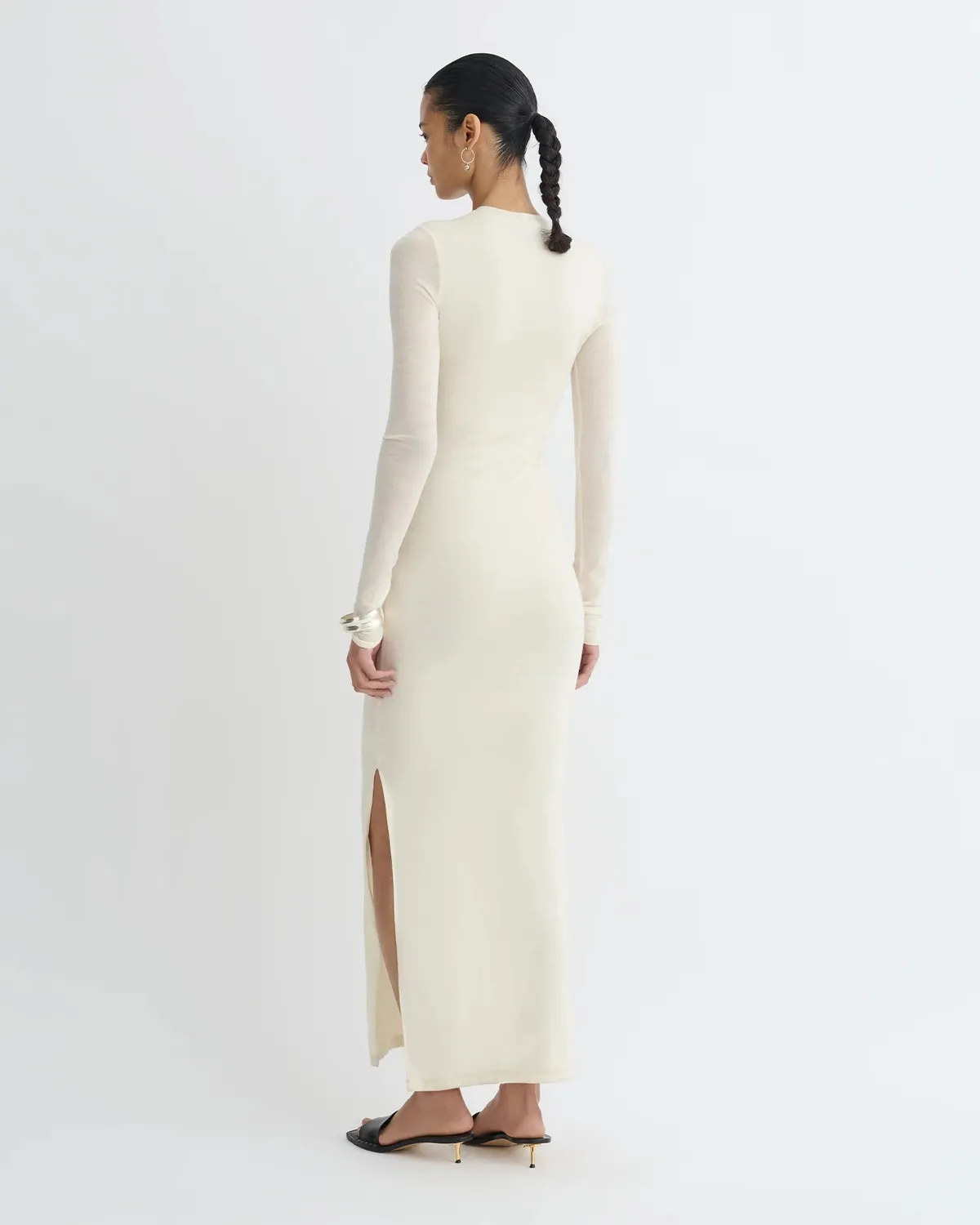 Сукня Nanushka Linora Draped Wool Jersey Midi Dress Creme  - фото 1