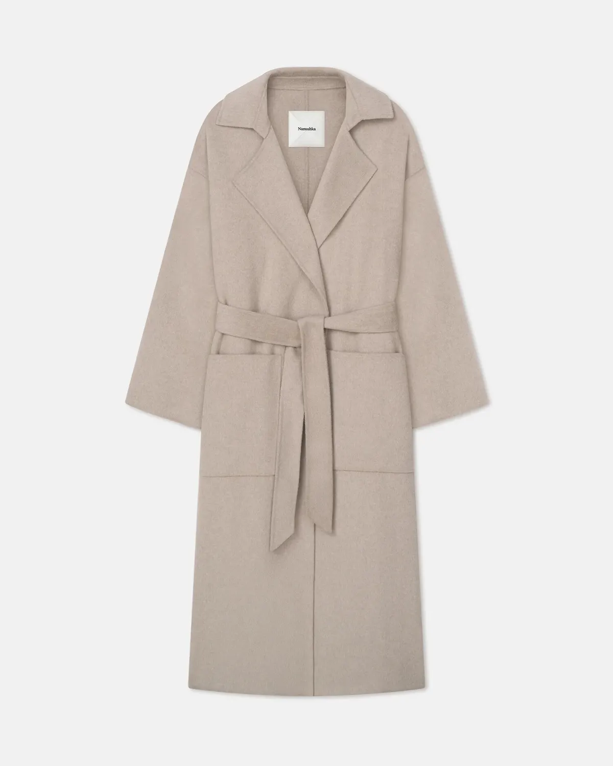 Пальто Nanushka Salima Double Wool Robe Coat Stone  - фото 1