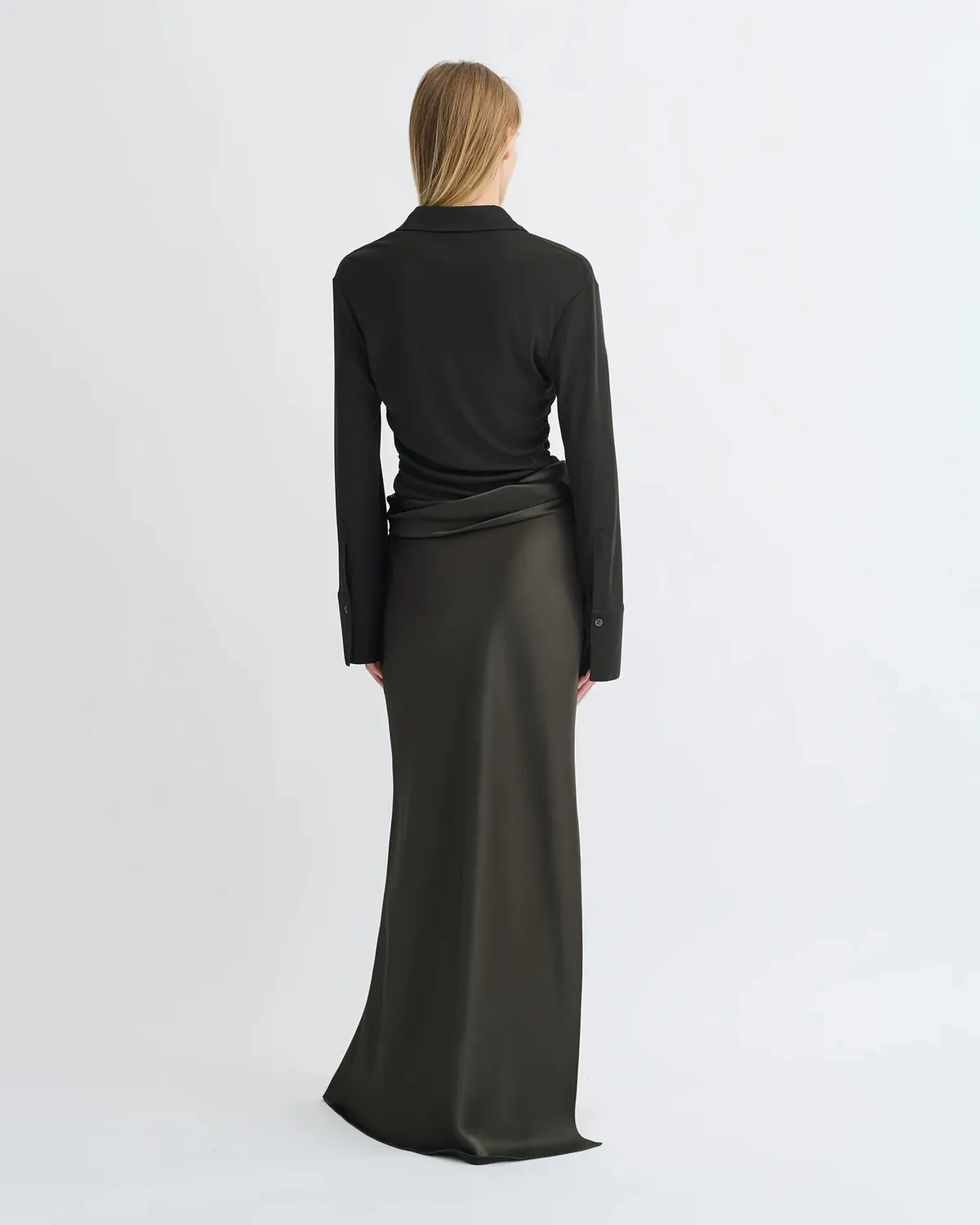 Сукня Nanushka Scylla Mesh Jersey and Slip Satin Dress Dark Green/Anthracite  - фото 1