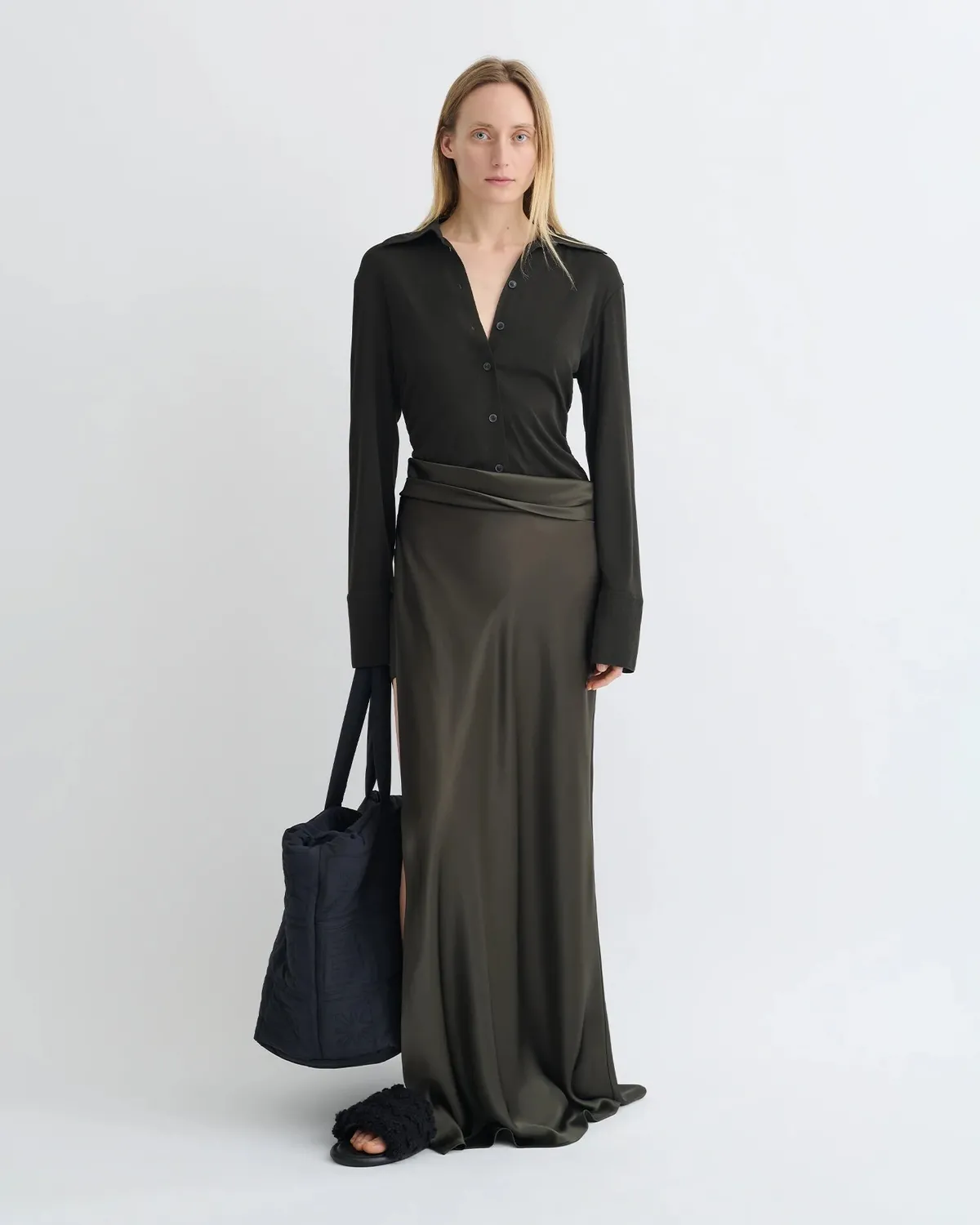 Сукня Nanushka Scylla Mesh Jersey and Slip Satin Dress Dark Green/Anthracite 