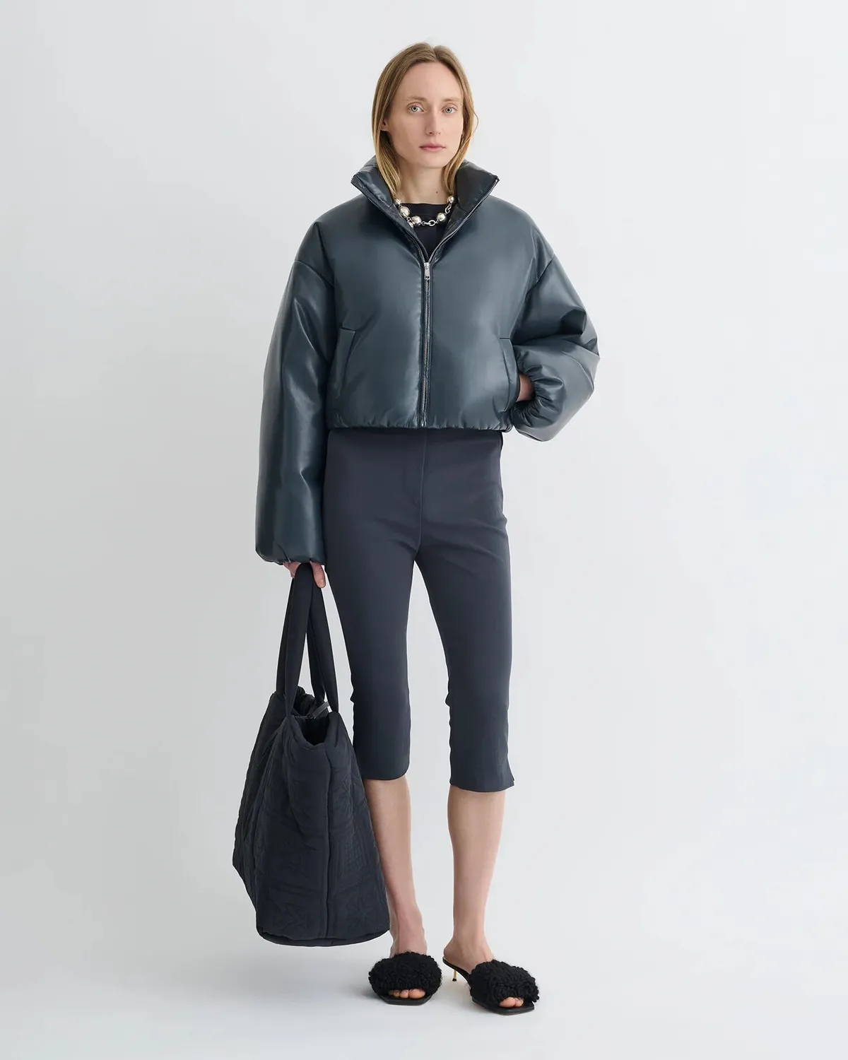 Жіноча укорочена пухова куртка Lilima з Okobor alt‑leather  - фото 1