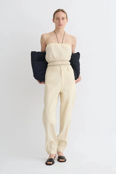 Легкі штани прямого крою Nanushka  Daron Glass Poplin Pants Oat