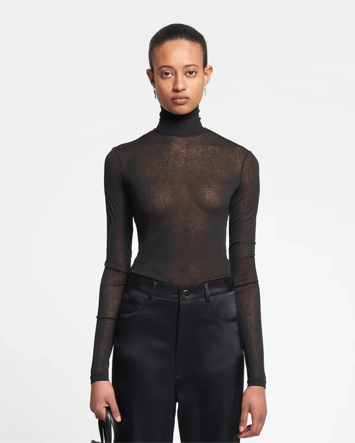Лонгслів HARRI Mesh-Jersey Turtleneck Toп від Nanushka 