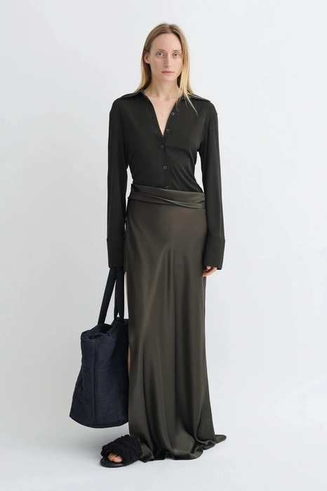 Сукня Nanushka Scylla Mesh Jersey and Slip Satin Dress Dark Green/Anthracite