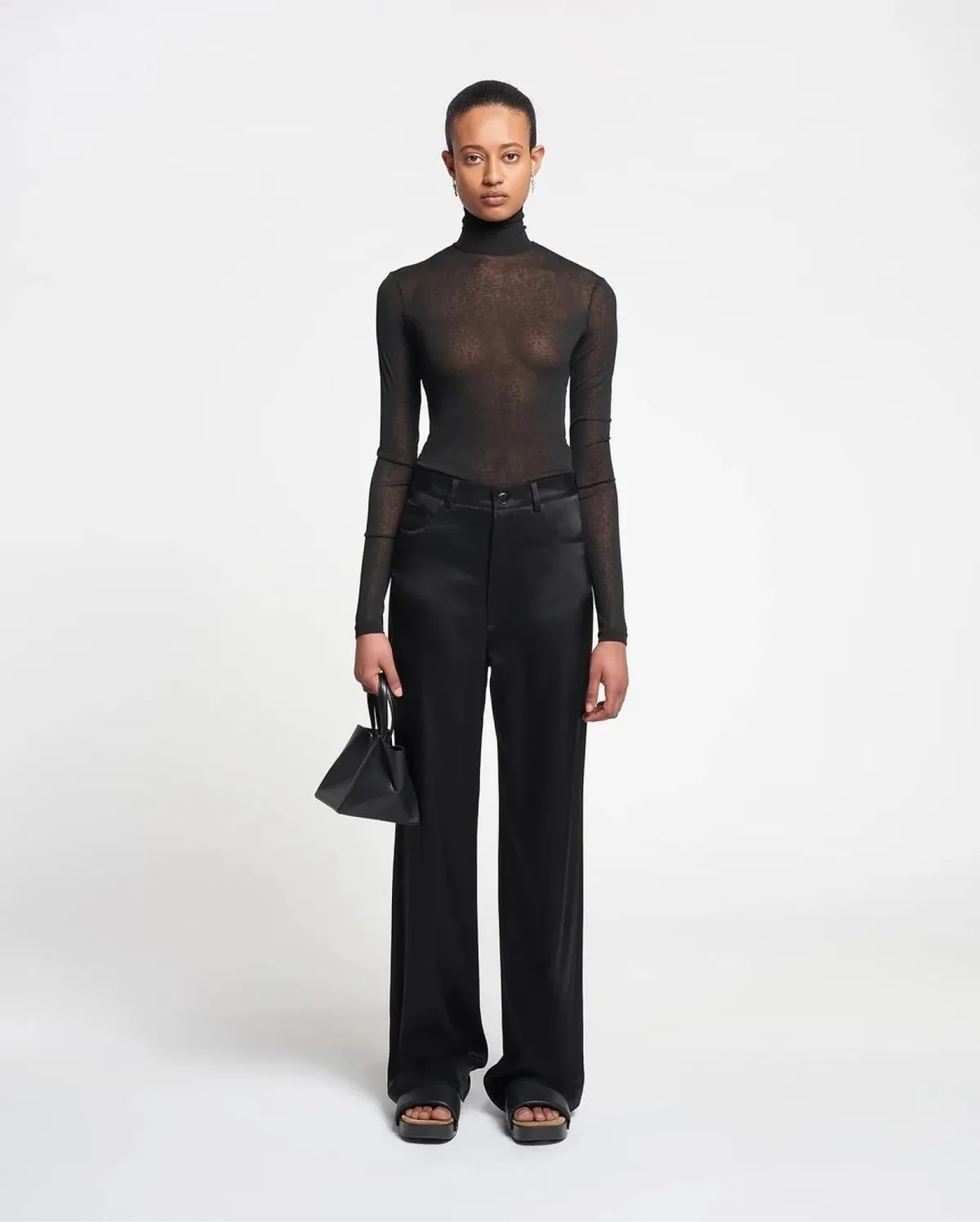 Лонгслів HARRI Mesh-Jersey Turtleneck Toп від Nanushka  - фото 1