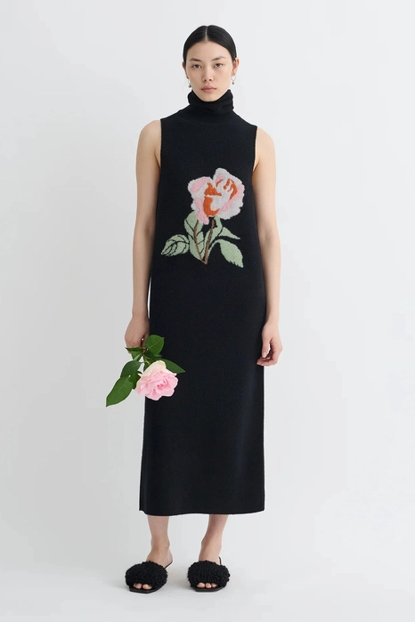 Cукня Nanushka Jessam Merino Wool Turtleneck Dress Black/Roses