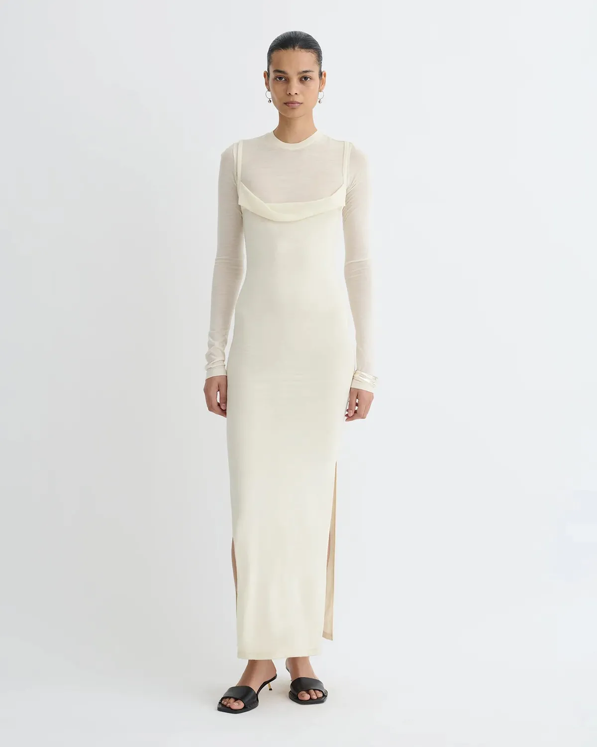 Сукня Nanushka Linora Draped Wool Jersey Midi Dress Creme 
