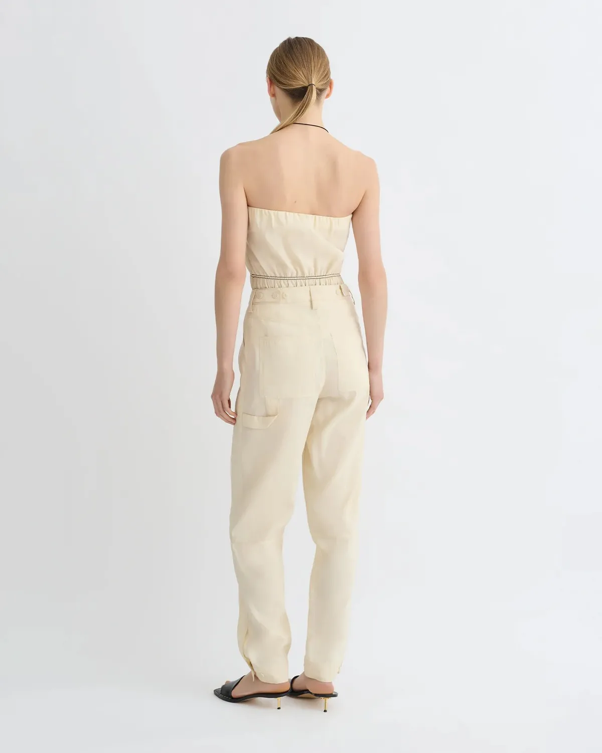 Легкі штани прямого крою Nanushka  Daron Glass Poplin Pants Oat  - фото 1