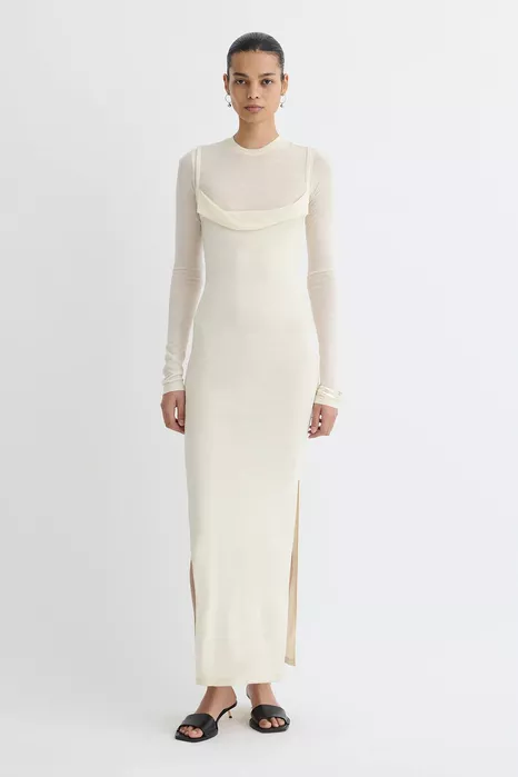 Сукня Nanushka Linora Draped Wool Jersey Midi Dress Creme