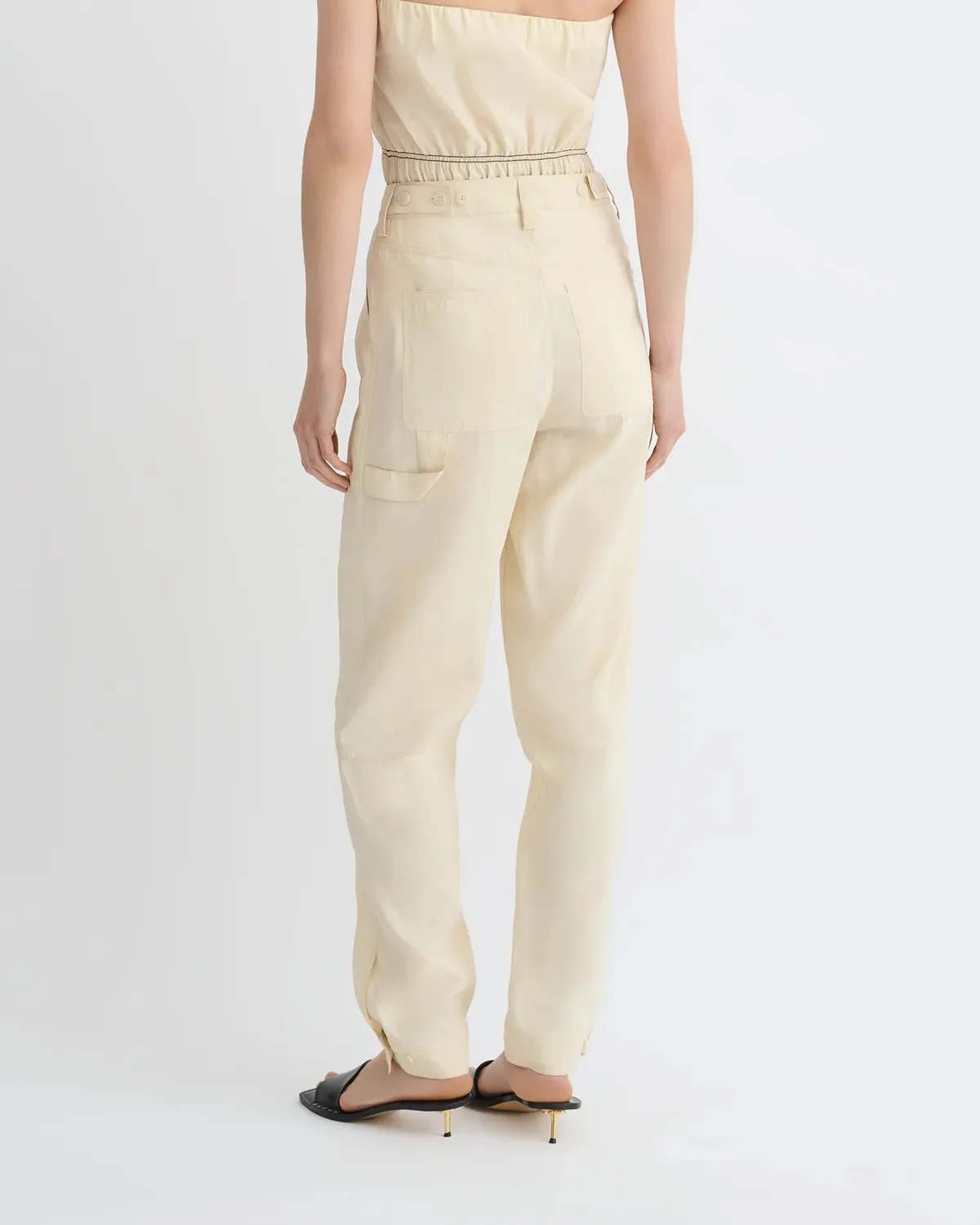Легкі штани прямого крою Nanushka  Daron Glass Poplin Pants Oat  - фото 3