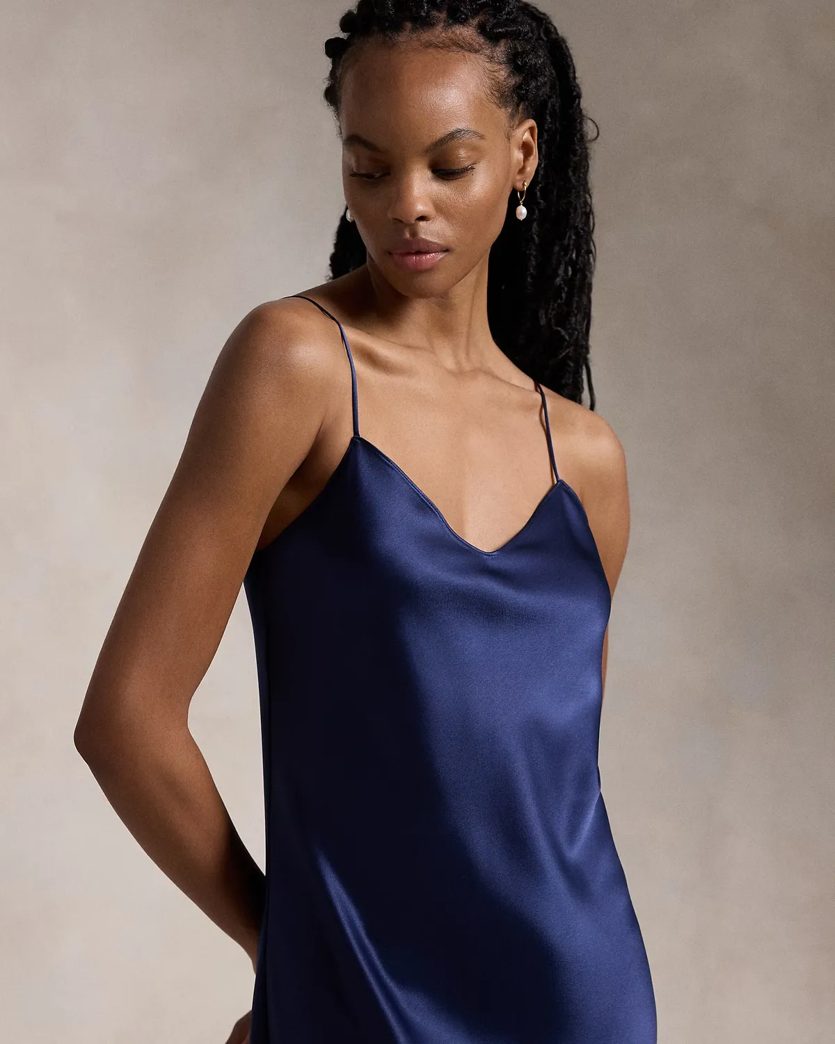 Жіноча нічне плаття Ralph Lauren Navy Silk Slip  - фото 2