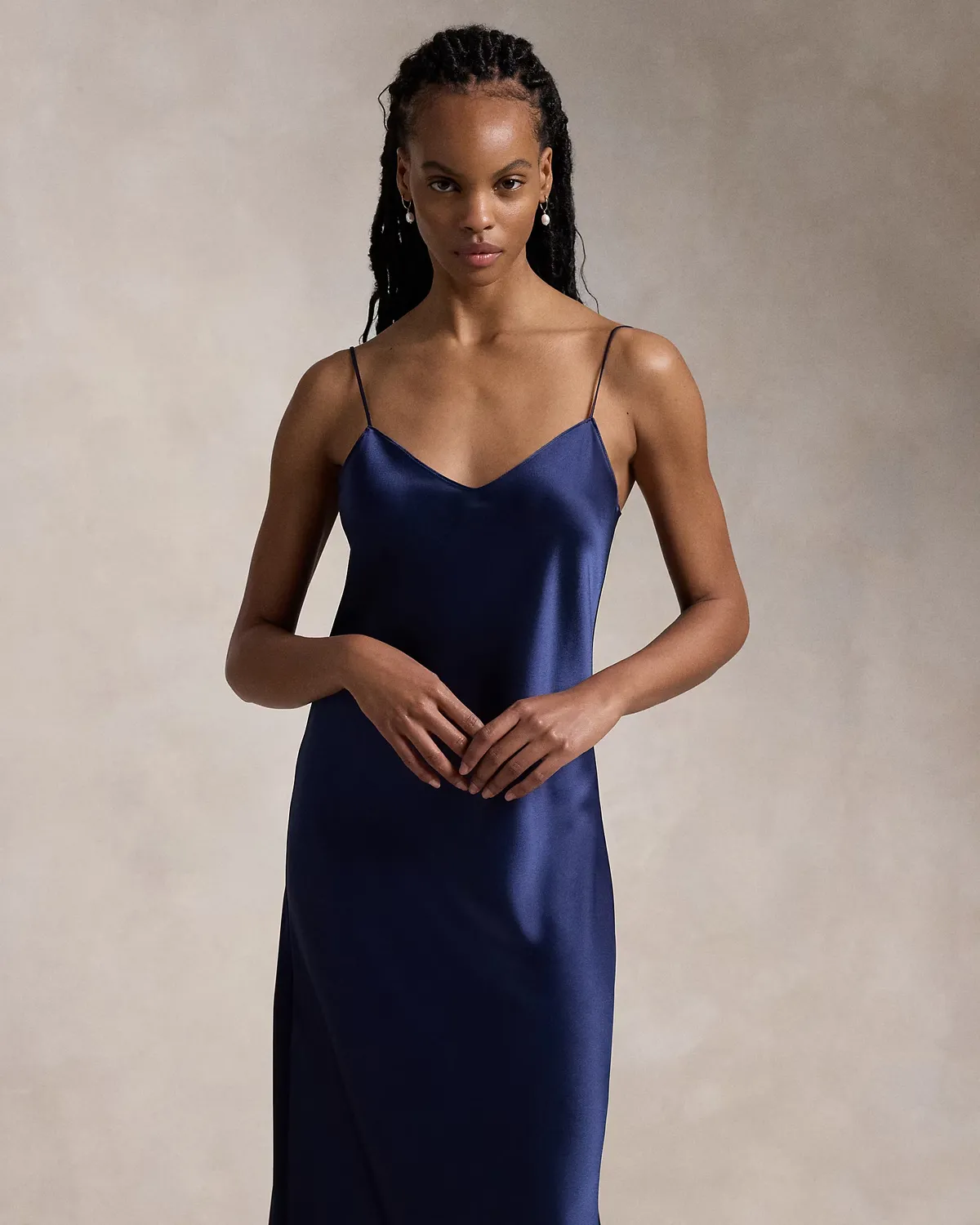 Жіноча нічне плаття Ralph Lauren Navy Silk Slip 