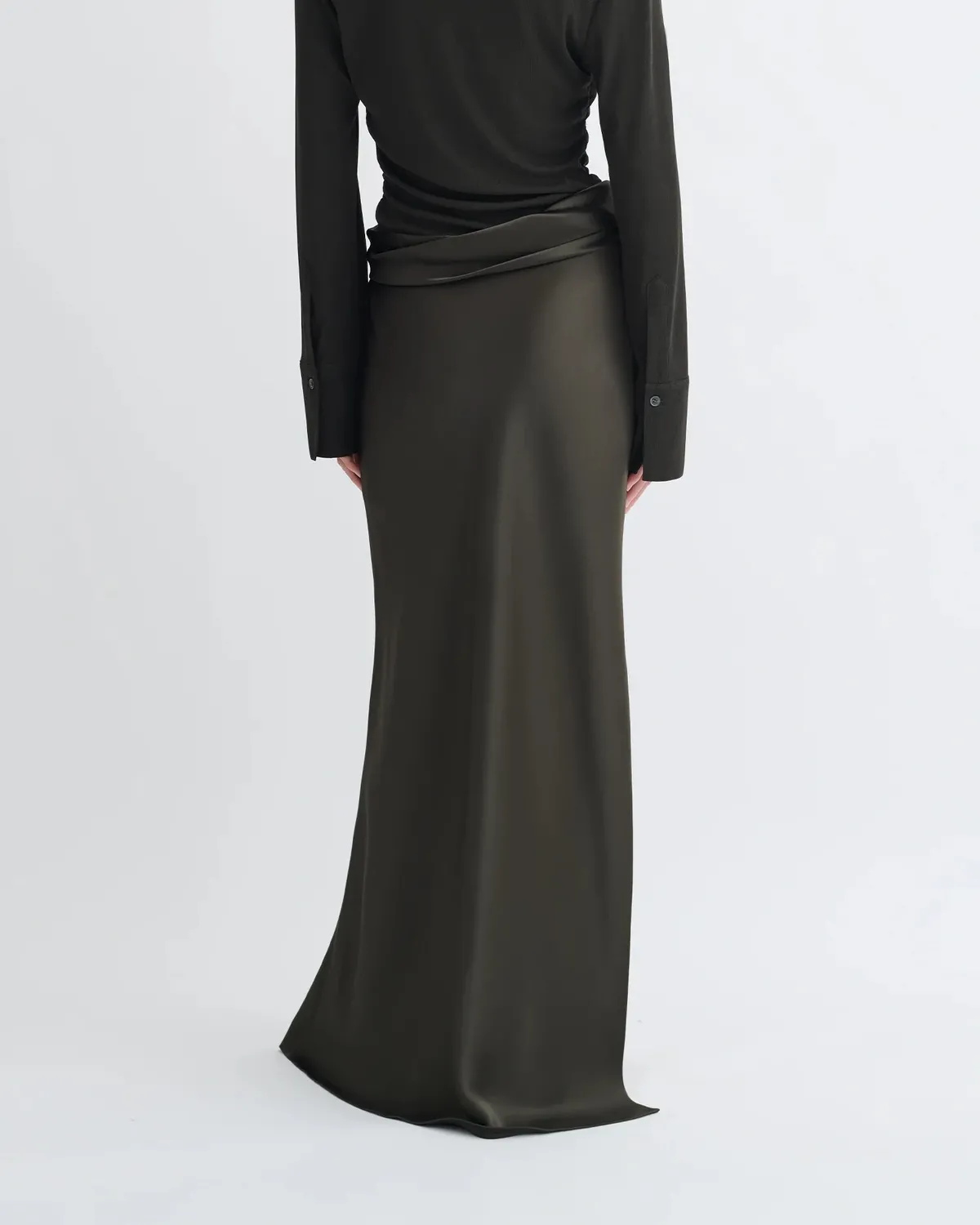 Сукня Nanushka Scylla Mesh Jersey and Slip Satin Dress Dark Green/Anthracite  - фото 3