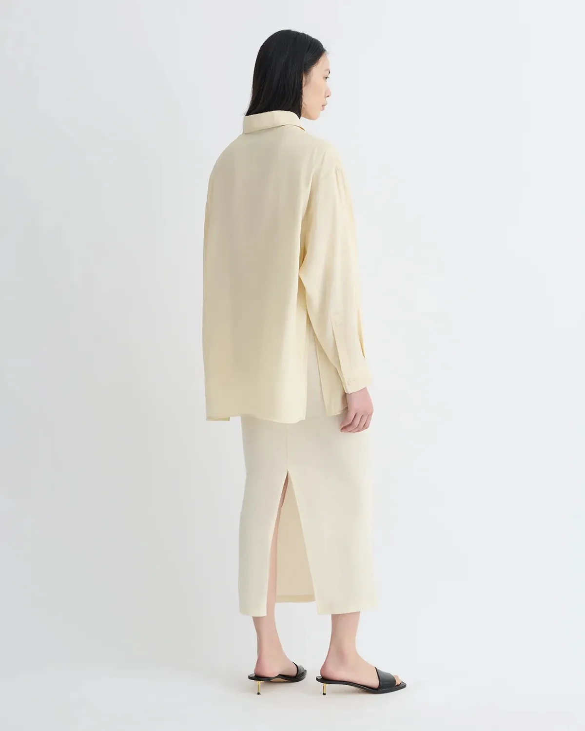 Сорочка Nanushka Linka Glass Poplin Shirt Oat  - фото 3