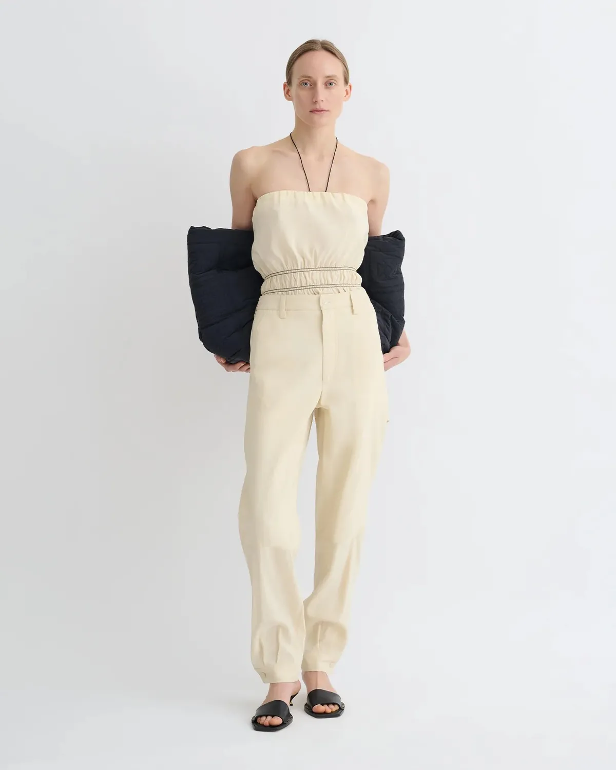 Легкі штани прямого крою Nanushka  Daron Glass Poplin Pants Oat 