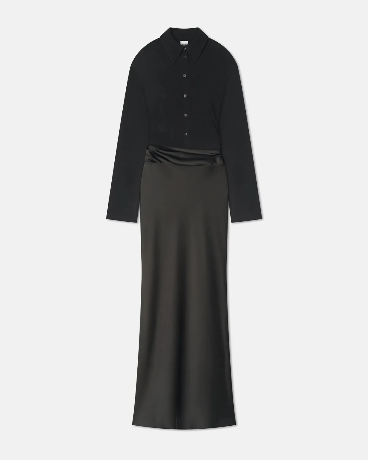 Сукня Nanushka Scylla Mesh Jersey and Slip Satin Dress Dark Green/Anthracite  - фото 4