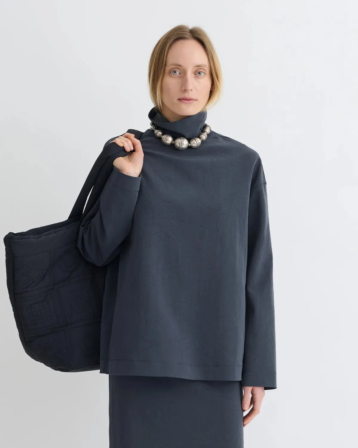 Лонгслів Nanushka Sitara Paper Blue  - фото 3